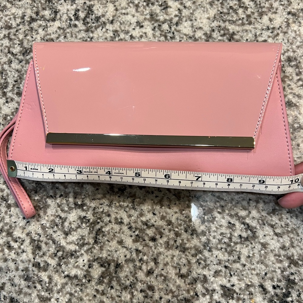 White House Black Market Pink Faux Patent Leather Clutch NEW - Picture 6 of 9